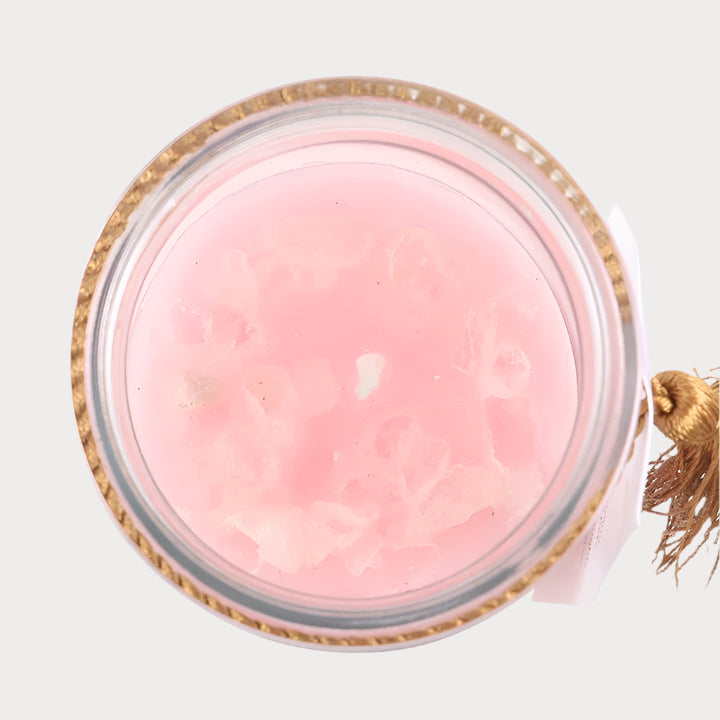 Mystic Rose Tube Candle with Rose Quartz Crystals – Illuminate Your Inner Light