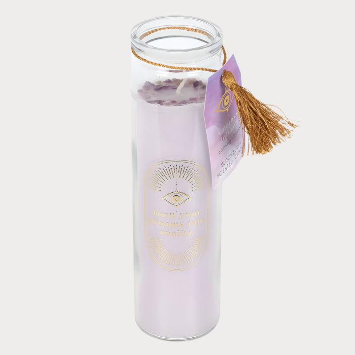Blackberry Tube Candle with Amethyst Crystals – Light Your Path to Calm