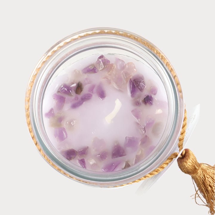 Blackberry Tube Candle with Amethyst Crystals – Light Your Path to Calm