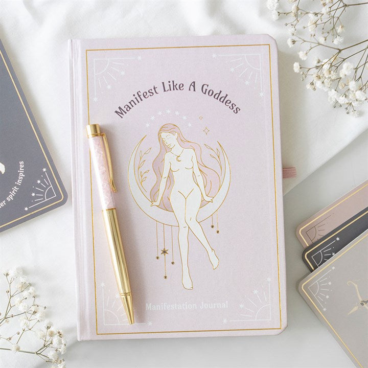 š Manifest Like a Goddess Journal & Rose Quartz Pen Set