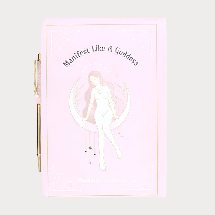 š Manifest Like a Goddess Journal & Rose Quartz Pen Set