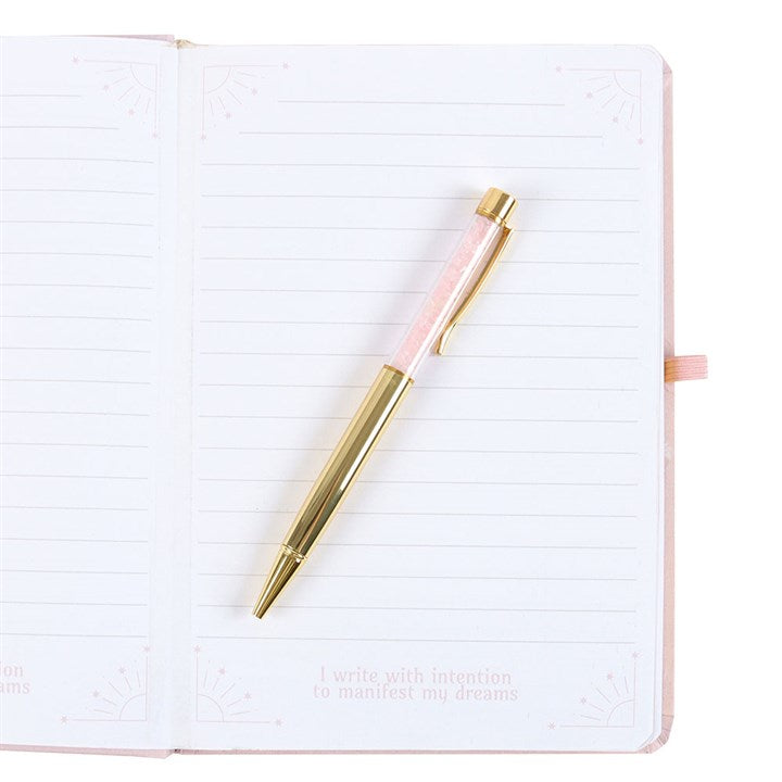 š Manifest Like a Goddess Journal & Rose Quartz Pen Set