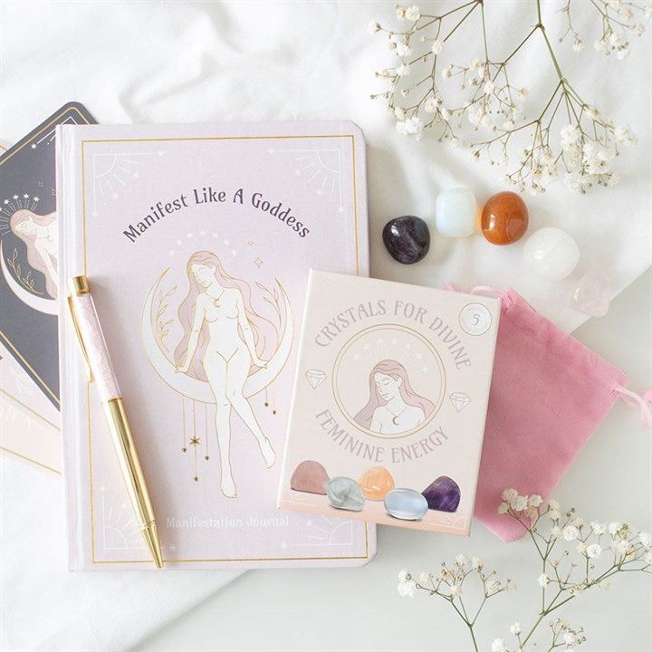 š Manifest Like a Goddess Journal & Rose Quartz Pen Set