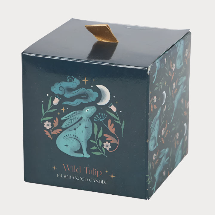 Midnight Hare Candle with Wild Tulip Fragrance – Mystical Moon Gazing Design