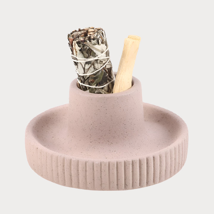 π«οΈ Greige Ribbed Ceramic Smudge Bowl