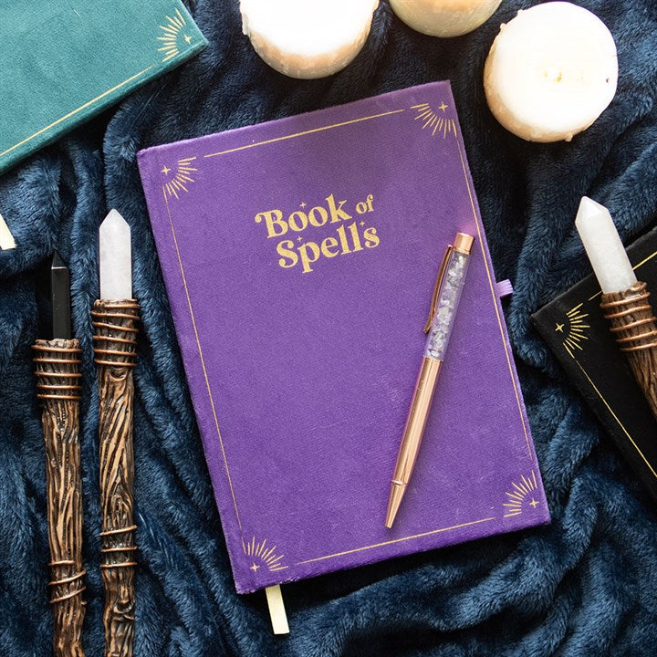 📚 Book of Spells Journal with Amethyst Crystal Pen – Write with Intention, Channel with Clarity