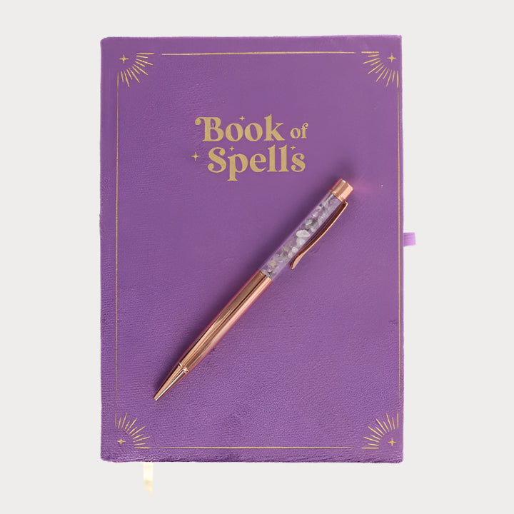 📚 Book of Spells Journal with Amethyst Crystal Pen – Write with Intention, Channel with Clarity