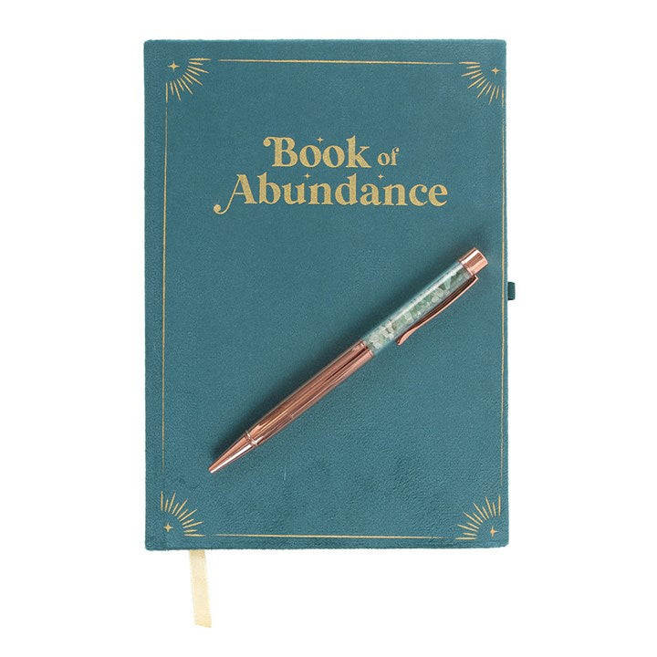 π° Book of Abundance Journal & Green Aventurine Crystal Pen