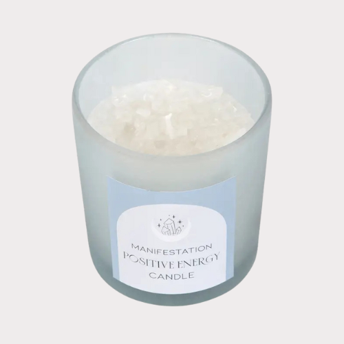 White Sage Cleansing Candle – Clear Quartz & Serenity ✨🌿