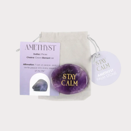 Amethyst 'Stay Calm' Palm Stone β Serenity & Inner Peace πΏπ