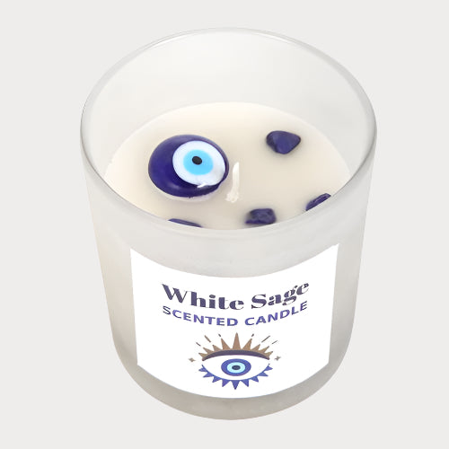 Sacred Tribe Protective Light β White Sage, Sodalite Crystals & All Seeing Eye Charm