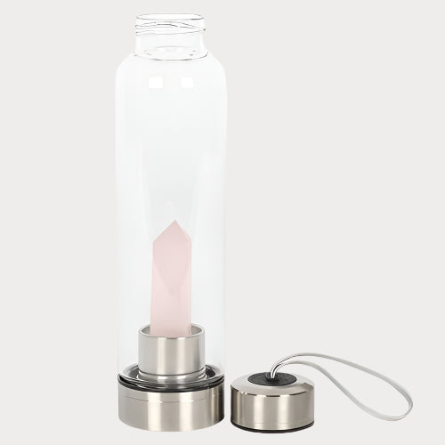 ๐ธ Rose Quartz Purifying Glass Water Bottle โ Drink in Love & Balance
