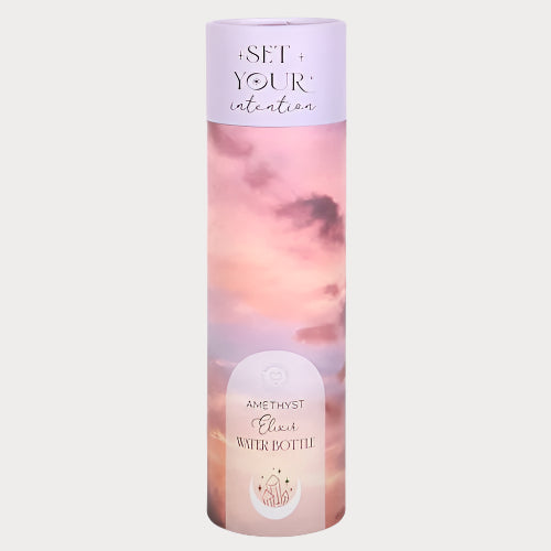 🔮 Amethyst “Set Your Intention” Crystal Glass Water Bottle