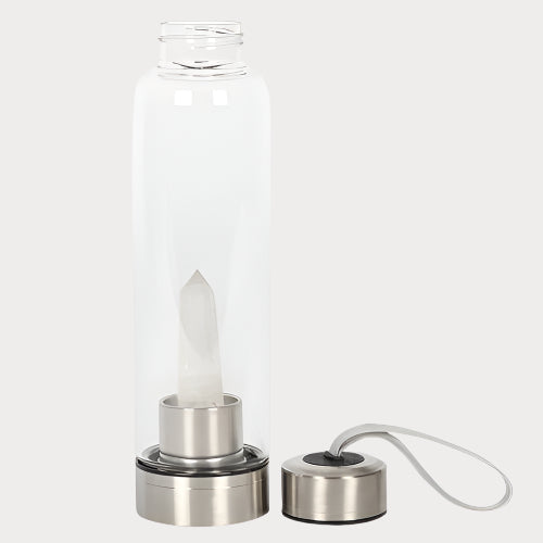 โจ Clear Quartz Energising Glass Water Bottle โ Pure Clarity in Every Sip