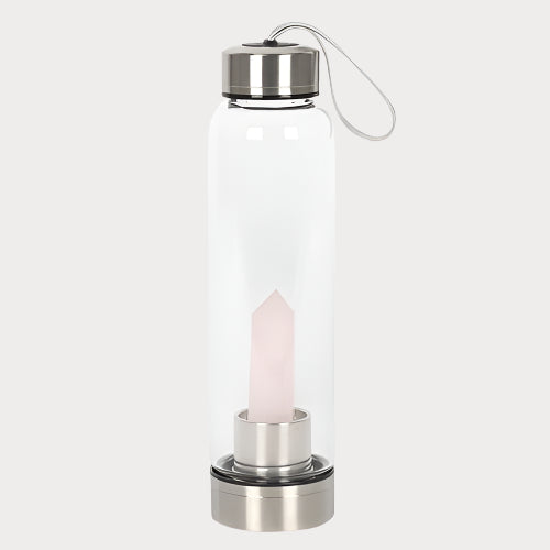 ๐ธ Rose Quartz Purifying Glass Water Bottle โ Drink in Love & Balance