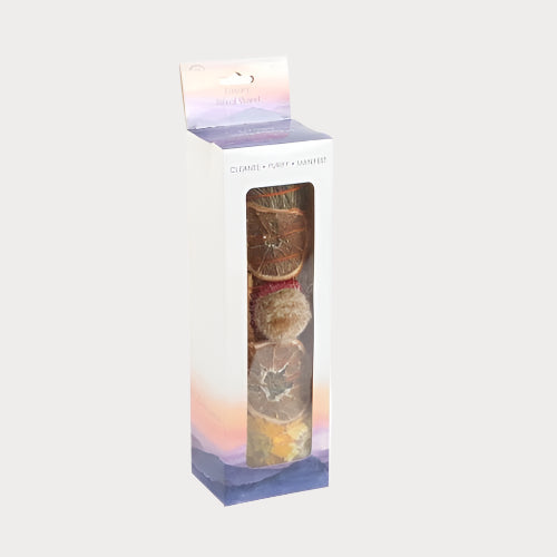 ๐ฅ 9in Ritual Wand Smudge Stick with Rosemary, Palo Santo & Quartz