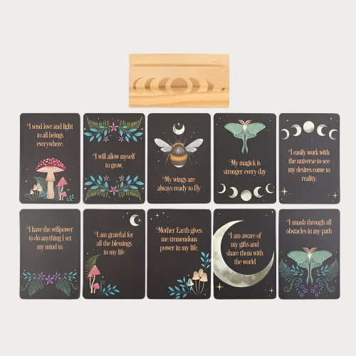 Woodland Affirmation Cards with Wooden Stand – Start Your Day with Magic
