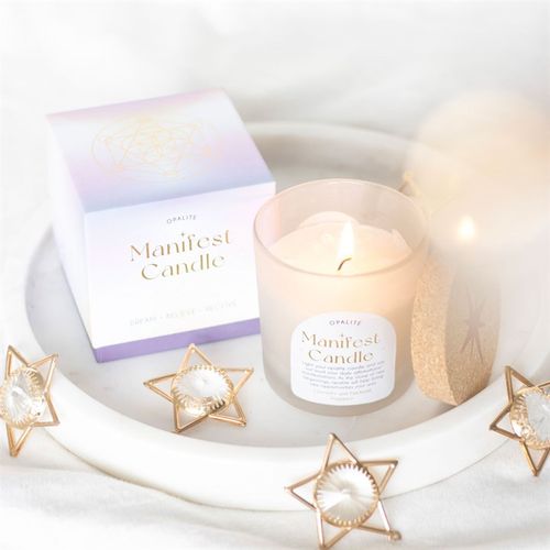 Opalite Lavender & Patchouli Manifestation Candle ā Awaken Intuition & Elevate Energy