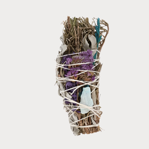 π₯ 6in Ritual Wand Smudge Stick with Rosemary, Sage & Aventurine