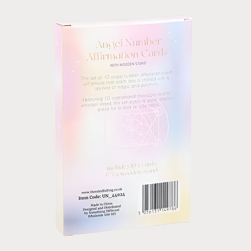 Angel Number Affirmation Card Set with Gold Wooden Display Stand