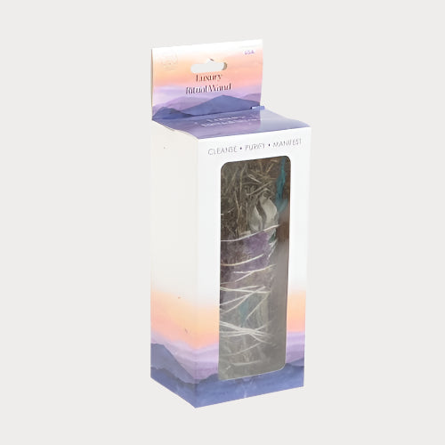 π₯ 6in Ritual Wand Smudge Stick with Rosemary, Sage & Aventurine