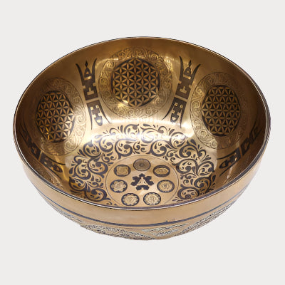 š Tibetan Healing Engraved Bowl ā 7 Chakras & Flower of Life (21cm) š