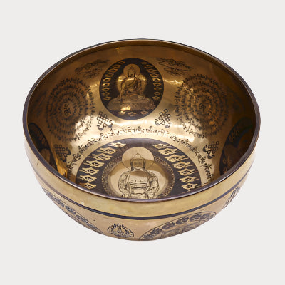 Tibetan Healing Engraved Bowl – 5 Buddhas (21cm)
