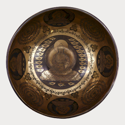 Tibetan Healing Engraved Bowl – 5 Buddhas (21cm)