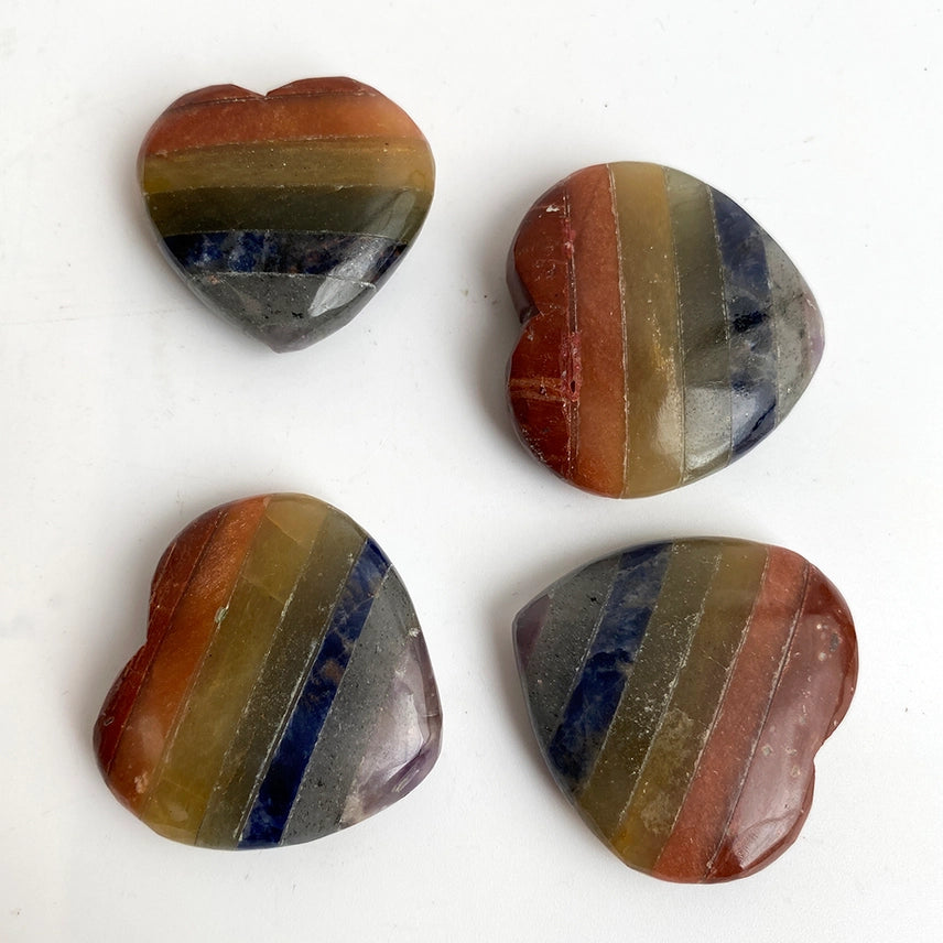 7 Chakra Bonded Crystal Heart