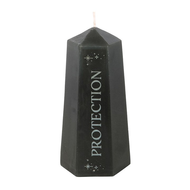 Protection Crystal Candle with Rough Black Obsidian