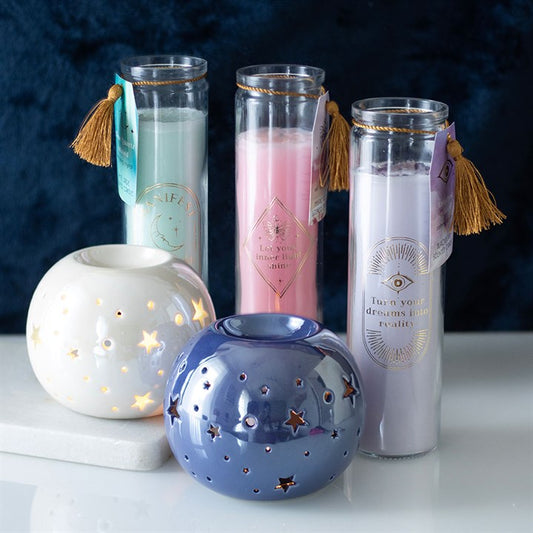 White Sage Tube Candle with Clear Quartz Crystals – Clear Your Mind, Manifest Your Best Life