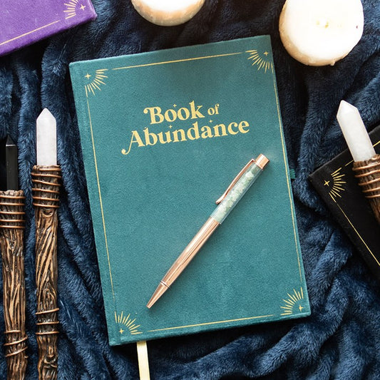💰 Book of Abundance Journal & Green Aventurine Crystal Pen