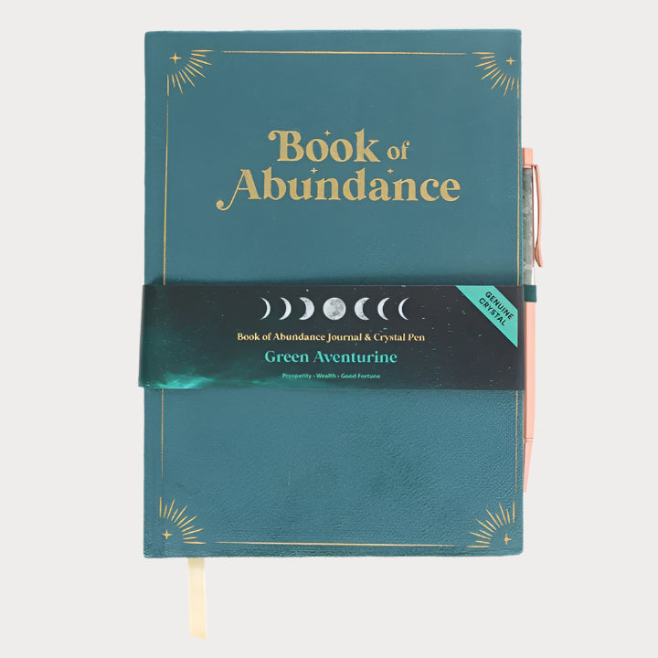 💰 Book of Abundance Journal & Green Aventurine Crystal Pen