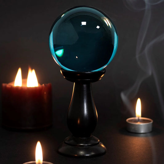 Small Teal Crystal Ball with Stand