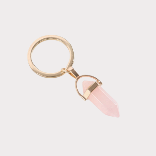 Rose Quartz Crystal Keyring