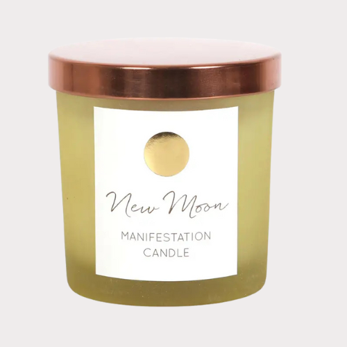 New Moon Wild Orange Manifestation Candle with Clear Quartz