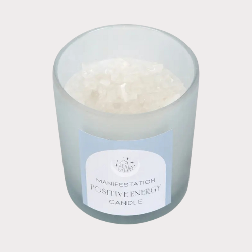 Positive Energy White Sage Crystal Chip Candle