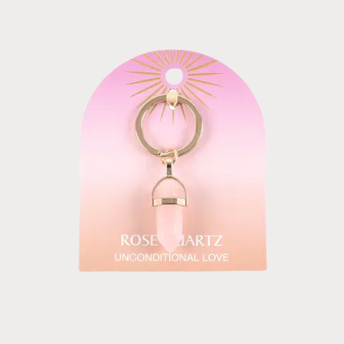 Rose Quartz Crystal Keyring