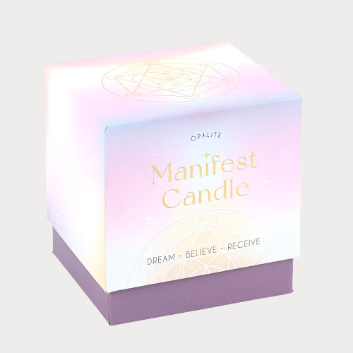 Opalite Lavender & Patchouli Manifestation Candle – Awaken Intuition & Elevate Energy