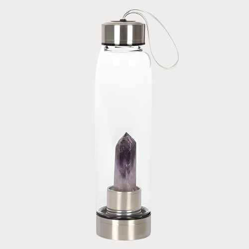 💜 Amethyst Calming Glass Water Bottle – Serenity in Every Sip