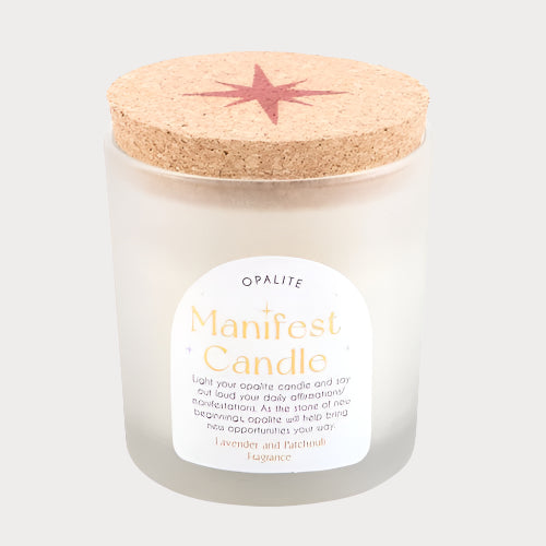 Opalite Lavender & Patchouli Manifestation Candle – Awaken Intuition & Elevate Energy