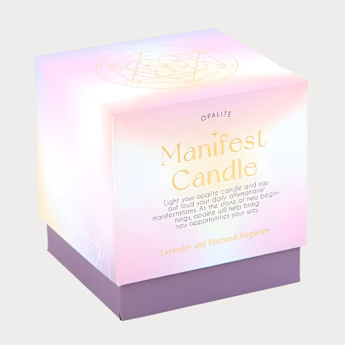 Opalite Lavender & Patchouli Manifestation Candle – Awaken Intuition & Elevate Energy