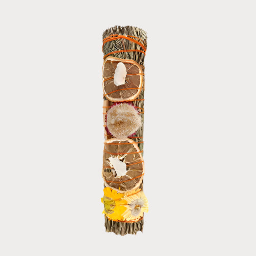 🔥 9in Ritual Wand Smudge Stick with Rosemary, Palo Santo & Quartz