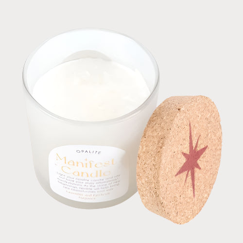 Opalite Lavender & Patchouli Manifestation Candle – Awaken Intuition & Elevate Energy