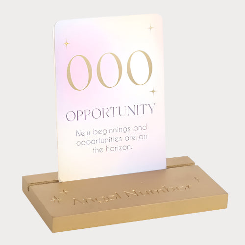 Angel Number Affirmation Card Set with Gold Wooden Display Stand