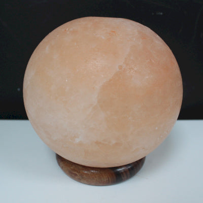 Sacred Glow Salt Lamp – Himalayan Crystal Ball with Wooden Base