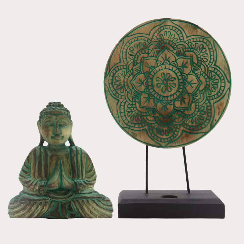 🌿 Buddha Feng Shui Set – Green (Buddha Knot Design) 🌿