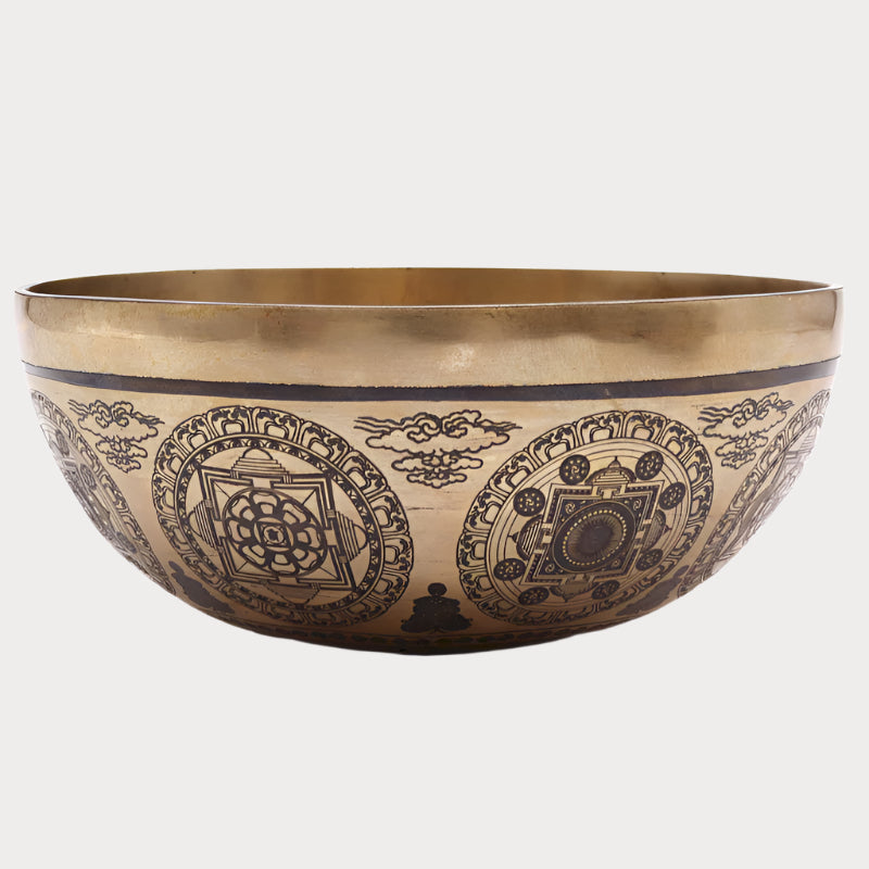 🌟 Tibetan Healing Engraved Bowl – 7 Chakras & Flower of Life (21cm) 🌟